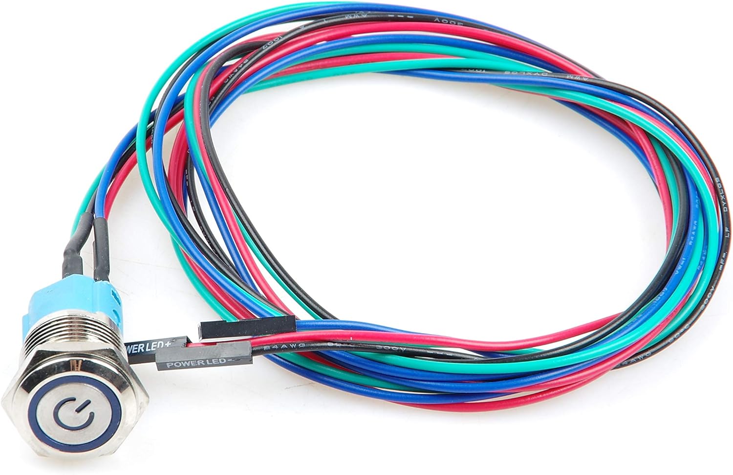 LIVISN Interruptor de chasis de 0.472 in y 0.630 in, interruptor de botón de metal con cable de extensión de 3.3 pies, anillo de símbolo de