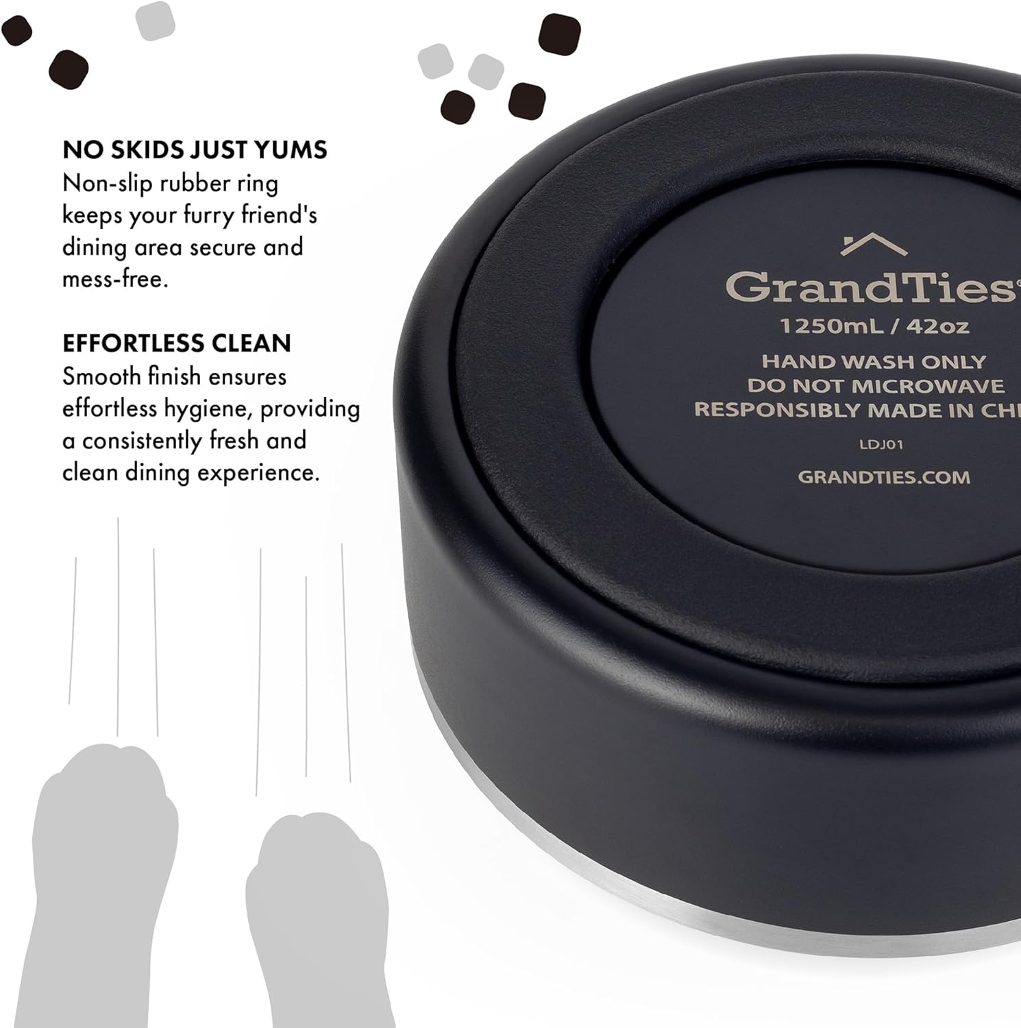 GrandTies Cuenco de acero inoxidable para perros  Cuenco reutilizable grabado sin BPA con aislamiento para gatos y perros  Cuenco grande y