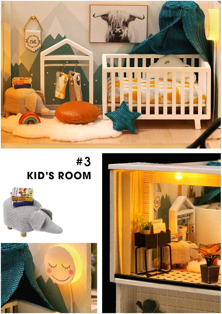 Flever Kit de casa de muñecas en miniatura, habitación creativa con escena de apartamento tipo loft para regalo romántico de obras de arte (vida