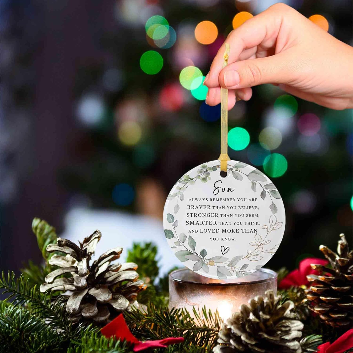 Adornos para el hijo de padres 2023, adorno de Navidad para hijo para siempre, colgante de mamá papá, regalo para el mejor hijo del mundo,