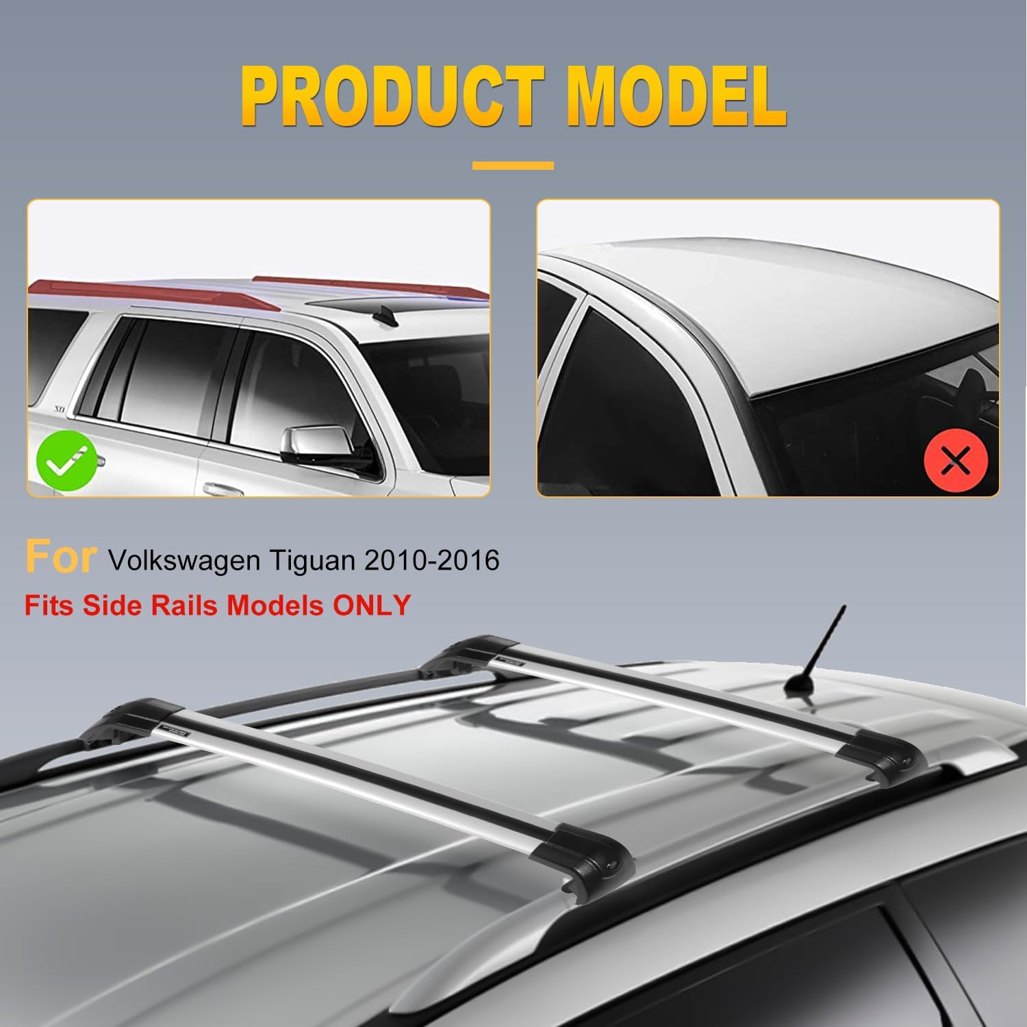 OCPTY Barras transversales para portaequipajes Volkswagen Tiguan 2010, 2012, 2013, 2014, 2015, 2016, 2017, 2018, para bolsa de carga, equipaje,