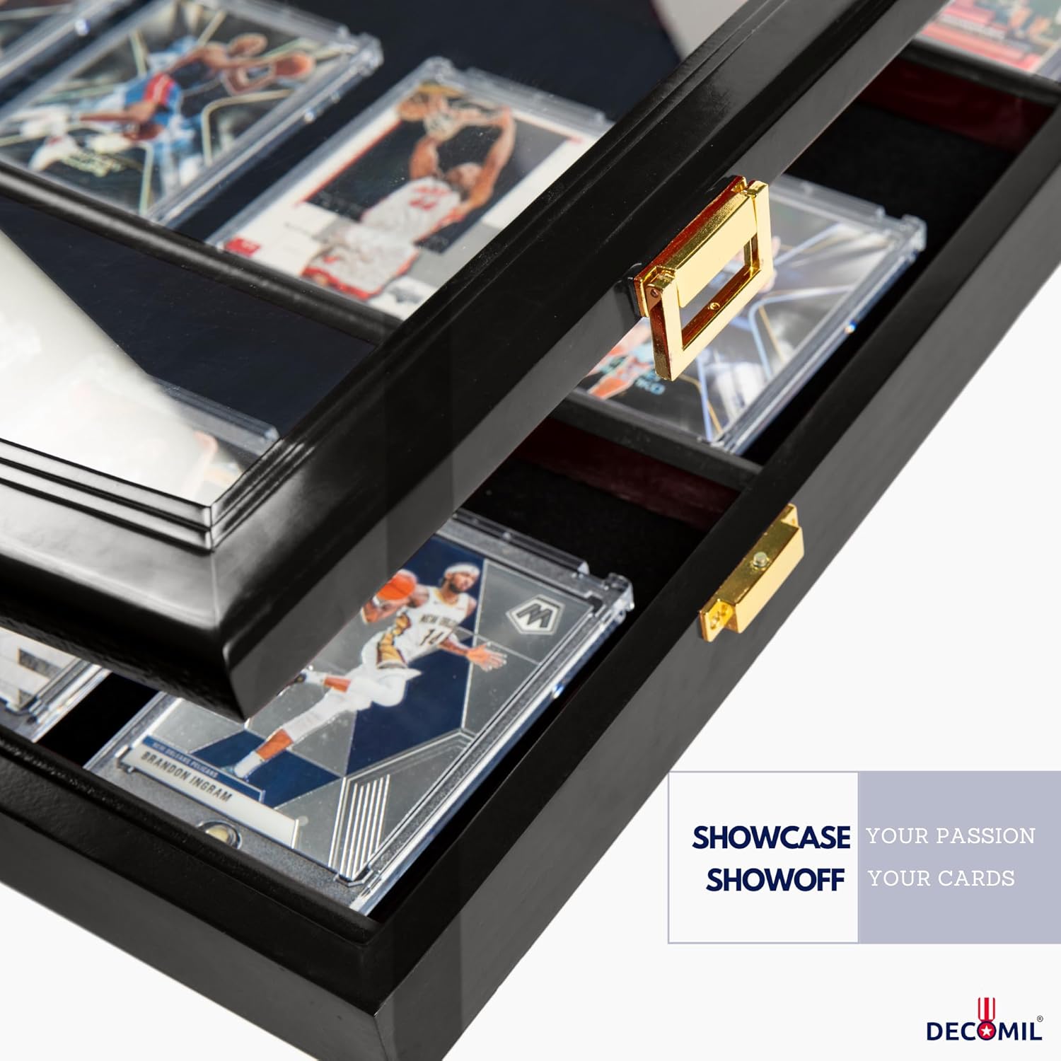 DECOMIL Estuche de exhibición de tarjetas deportivas graduadas, exhibición de tarjetas de béisbol comerciales, exhibición de tarjetas de fútbol,