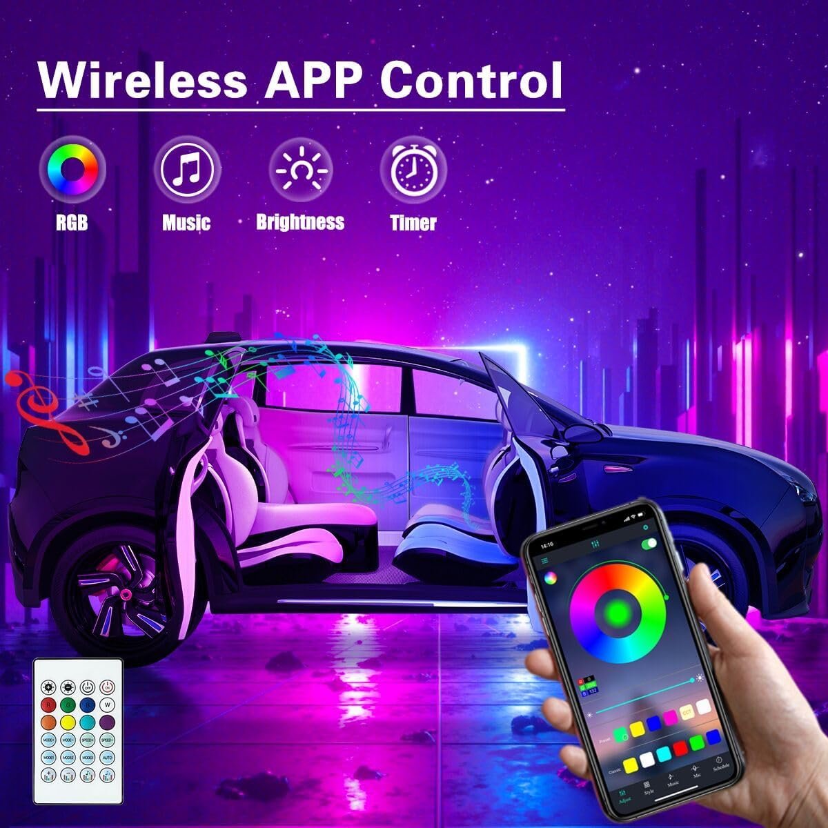 Tira de luces LED de acrílico para interiores de automóvil, 10 en 1, Dreamcolor, kit de iluminación ambiental para automóvil con aplicación