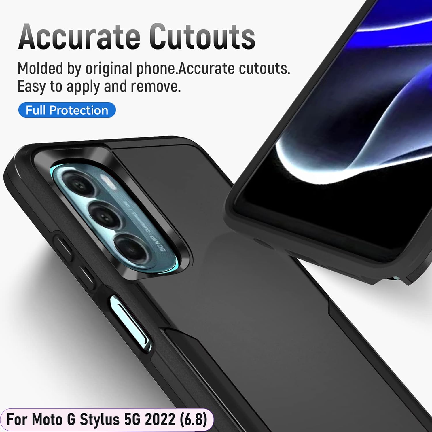 LMDAMZ Funda híbrida de doble capa de grado militar resistente a los golpes para Moto G Stylus 5G 2022 de 6.8 pulgadas con 1 soporte magnético para