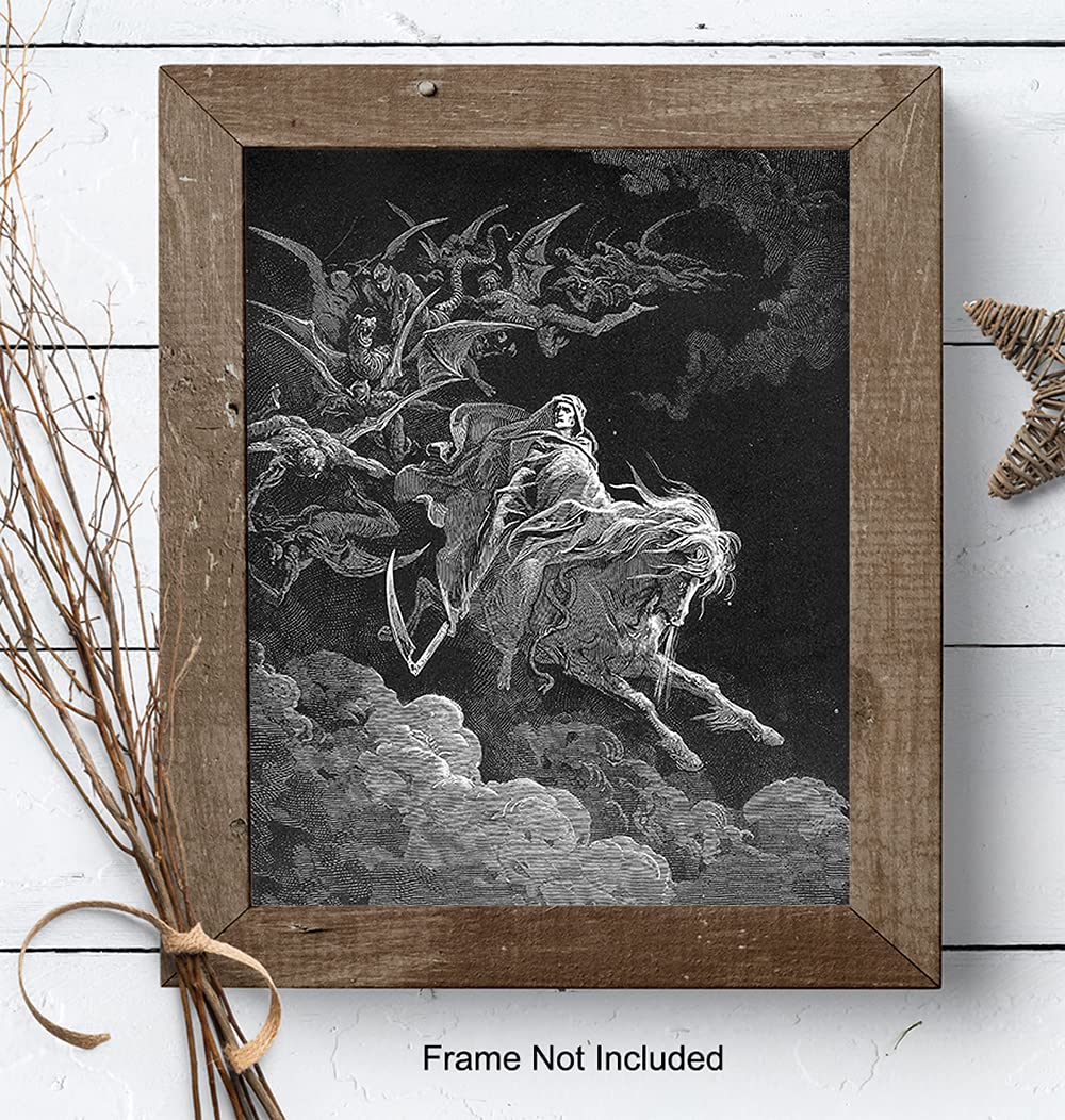 Grim Reaper Poster – Satanic Decor – Lucifer Merchandise – John Milton Paradise Lost – Hail Satan – Beelzebub – Gothic Home Decor – Goth Wall Decor