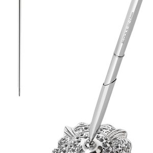 Pluma redonda hueca titular de la pluma de firma conjunto para boda nupcial, plata Pluma redonda hueca titular de la pluma de firma conjunto para boda nupcial, plata