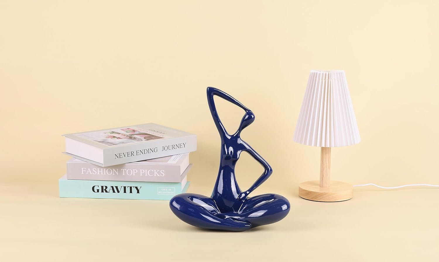 WUBIANJIE Estatua de dama de yoga azul, decoración moderna para mujer, figuras de yoga, decoración del hogar, mesa de entrada, decoración de consola