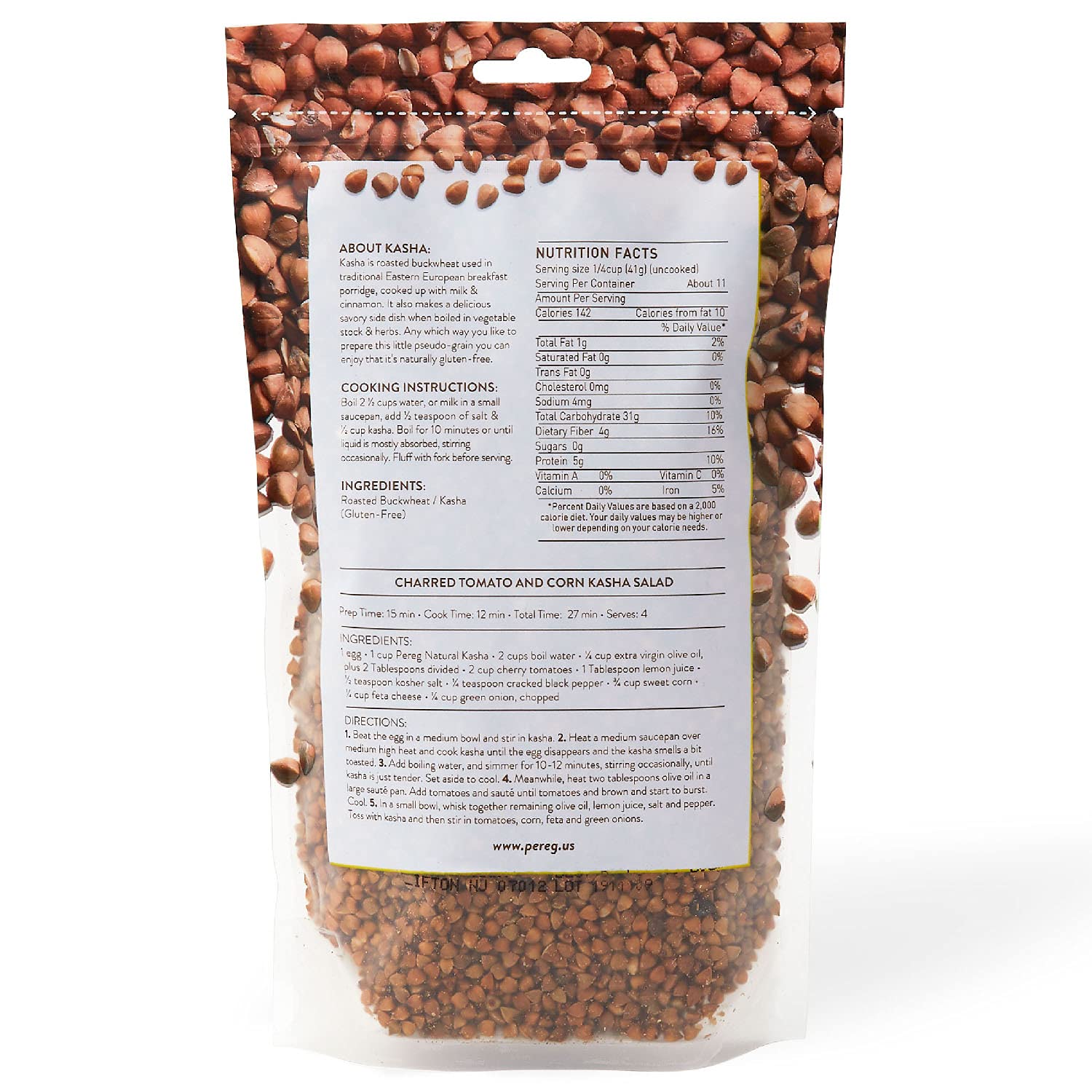 Pereg Trigo sarraceno asado (16 onzas) – Granos de trigo sarraceno 100% naturales – Sin gluten y sin OMG – Granos de trigo sarraceno cascarados de
