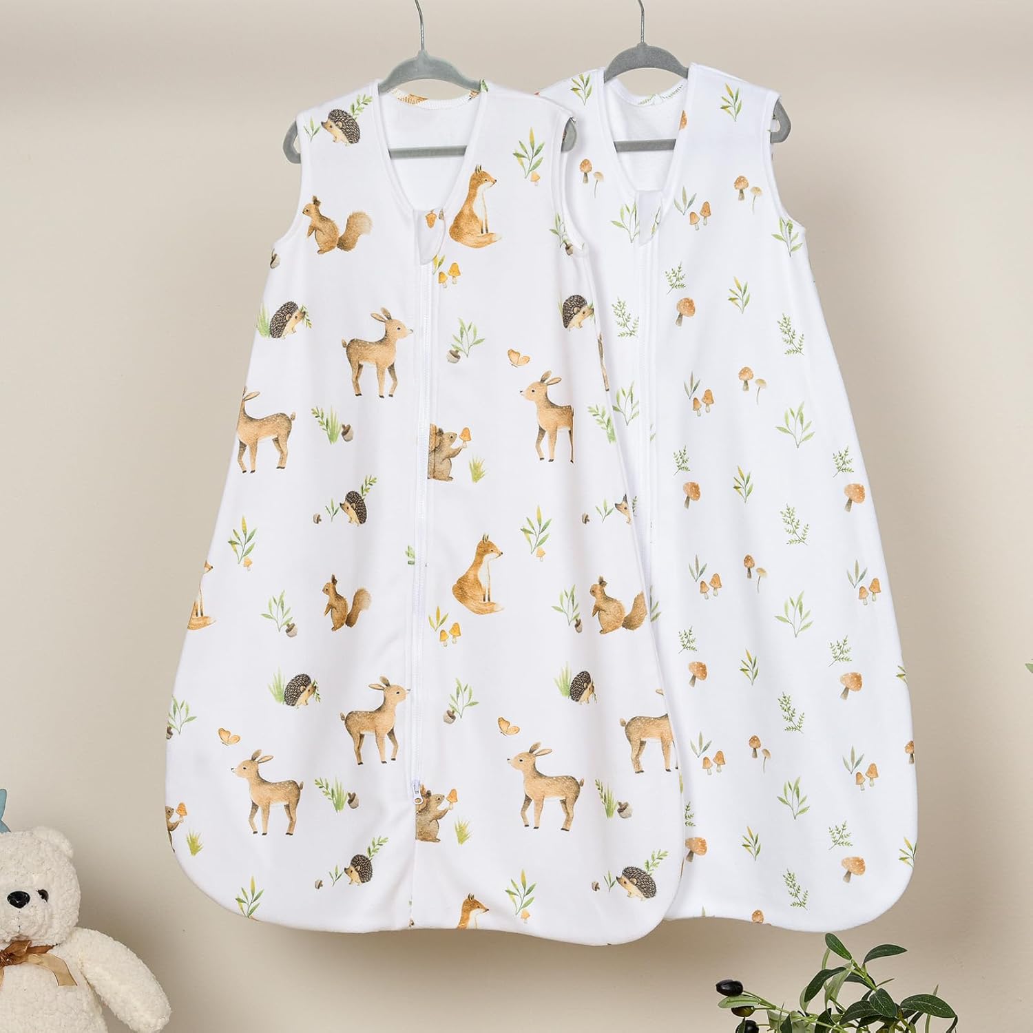 david’s kids Saco de dormir de micro forro polar para bebé de 18 a 24 meses, mantas suaves para bebé con cremallera de 2 vías, paquete de 2 sacos de