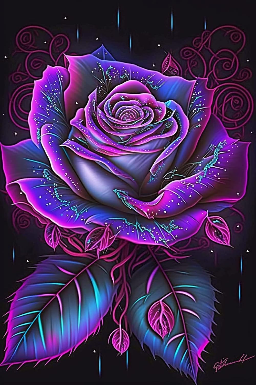RMSGOZO Kits de pintura de diamantes de plantas emisoras de luz 5D, kit de arte de cristal redondo con rosas moradas sexy para adultos y niños, para
