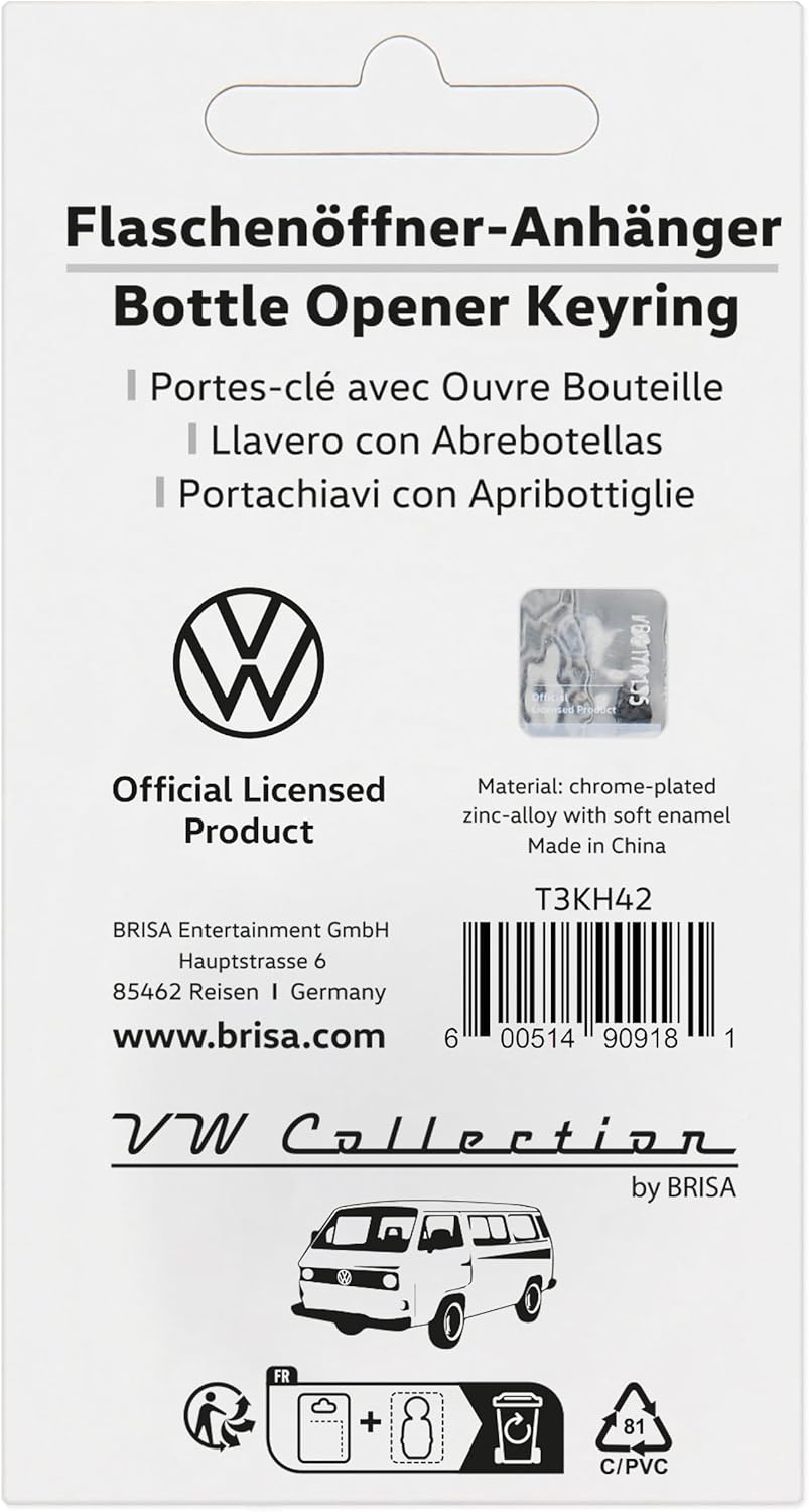 BRISA VW Collection – Llavero Volkswagen con abrebotellas en diseño de autobús T3, T4, T5