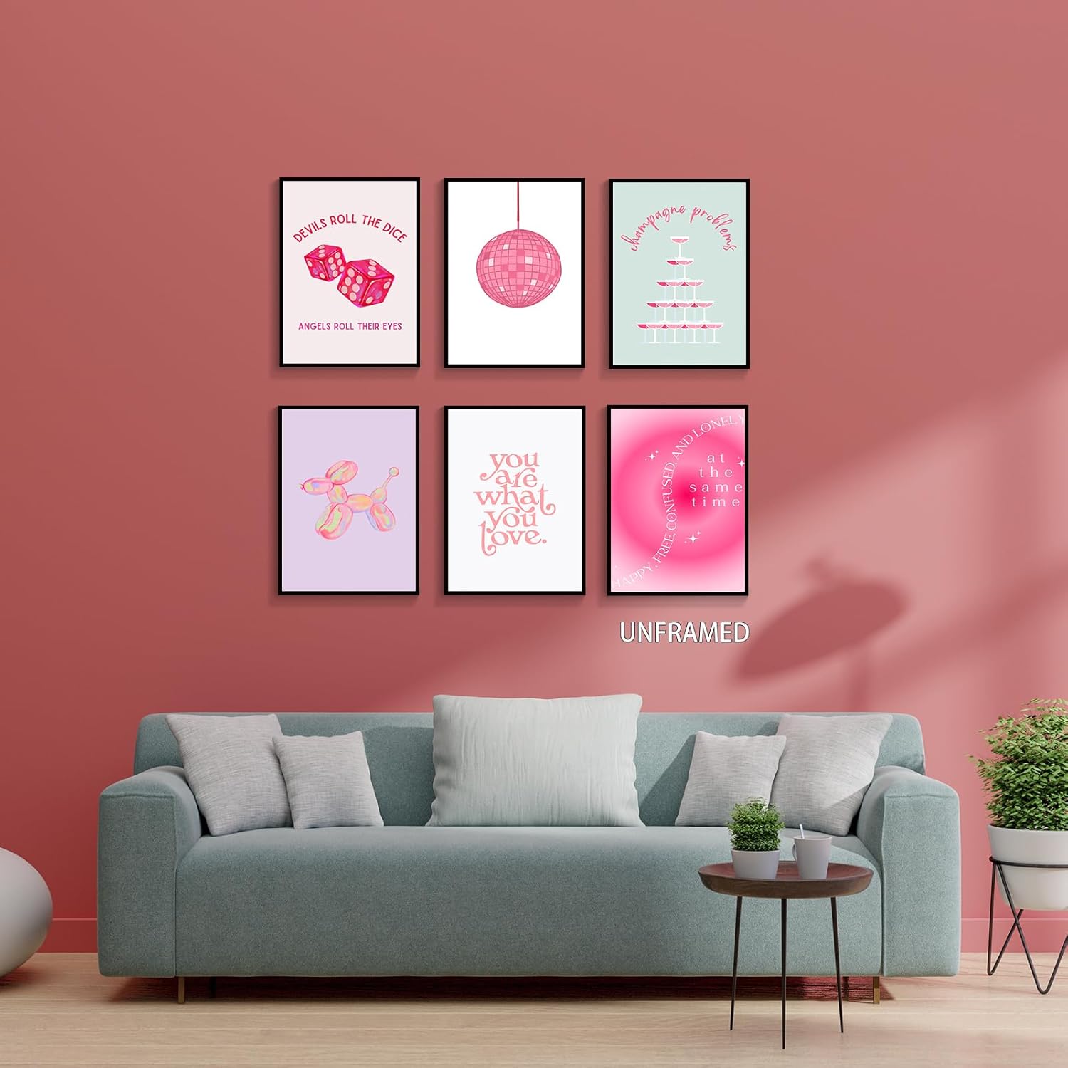 Prinajssiad Póster de 6 piezas de color rosa para estética de habitación, póster de afirmaciones folclóricas de Taylor de 8 x 10 pulgadas, arte de