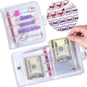 AIERSA Mini carpeta con sobres de efectivo, carpeta portátil para ahorrar dinero, organizador de libros para 1000 rellenos de efectivo, AIERSA Mini carpeta con sobres de efectivo, carpeta portátil para ahorrar dinero, organizador de libros para 1000 rellenos de efectivo,