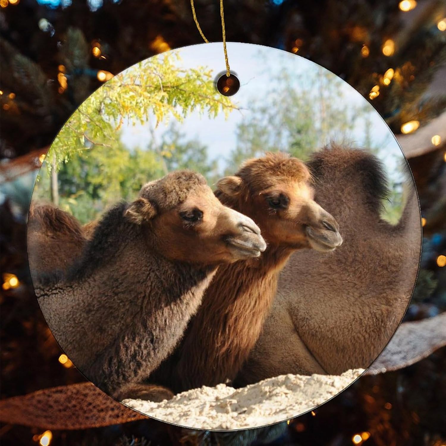 Adornos colgantes de Navidad, adornos de camello de animales silvestres, recuerdo festivo de cerámica, relleno de calcetín de Navidad para tío,