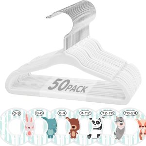 VIS’V – Perchas de terciopelo para niños, 11 pulgadas, color blanco, antideslizantes, para ropa de bebé, con 6 bonitos divisores de ropa para bebés, VIS’V – Perchas de terciopelo para niños, 11 pulgadas, color blanco, antideslizantes, para ropa de bebé, con 6 bonitos divisores de ropa para bebés,