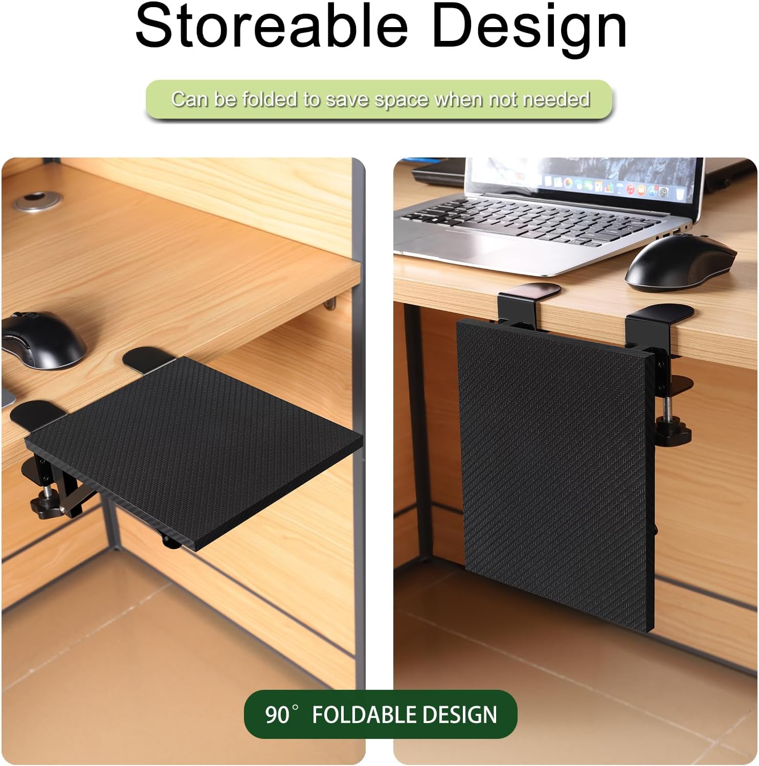 MOOACE Bandeja extensora de escritorio, estante ergonómico para reposamuñecas, soporte de brazo plegable para codo en la bandeja del reposabrazos de