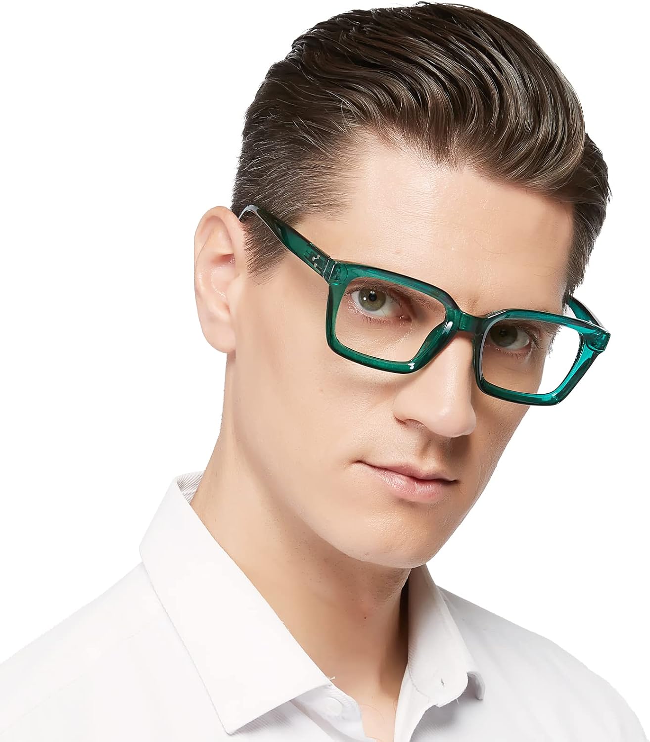 MARE AZZURO Anteojos de lectura cuadrados retro 1.00 para hombres grandes 100 125 150 175 200 225 250 275 300 350 400 500 600 (verde, 1.0)