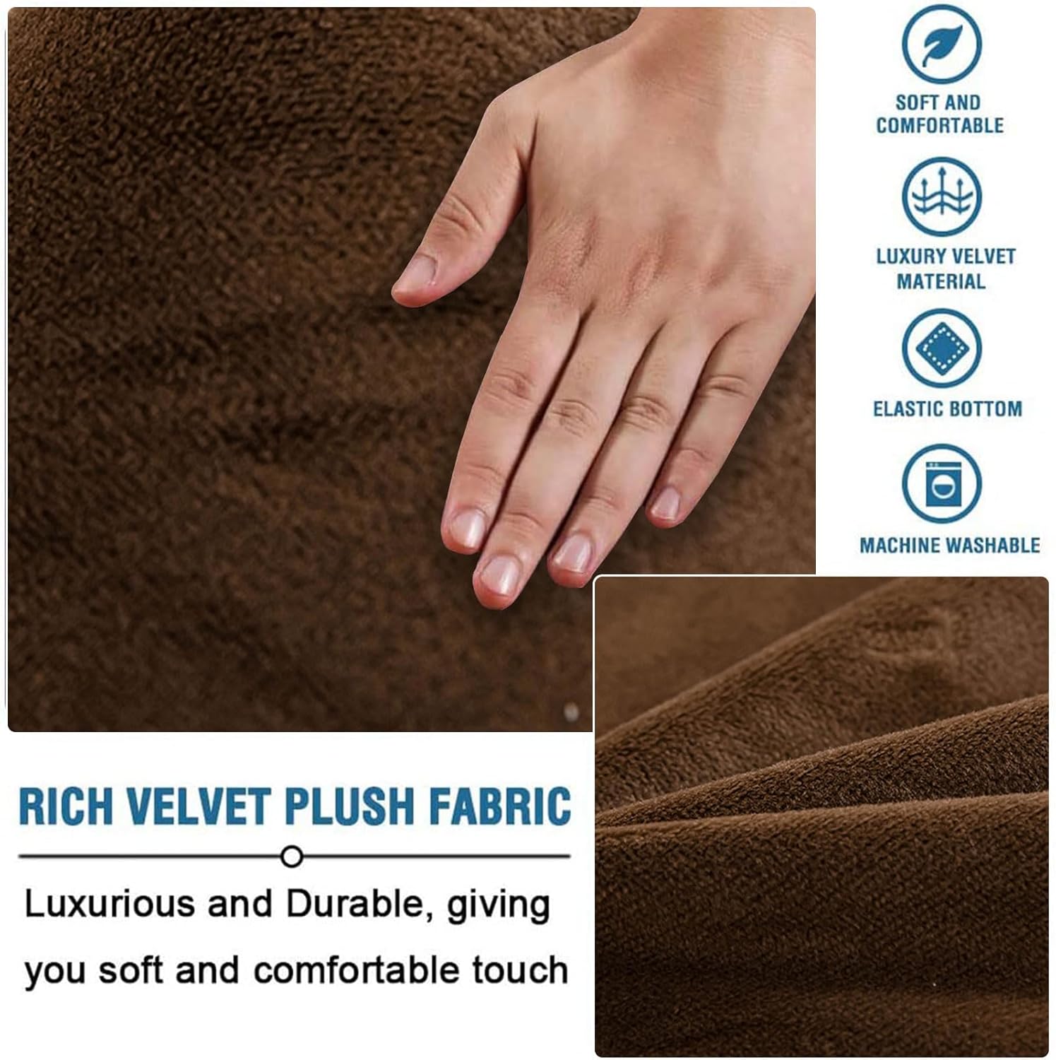 CRFATOP Funda elástica para silla de oficina de computadora, fundas de terciopelo dividido para silla giratoria de 2 piezas, funda de asiento +