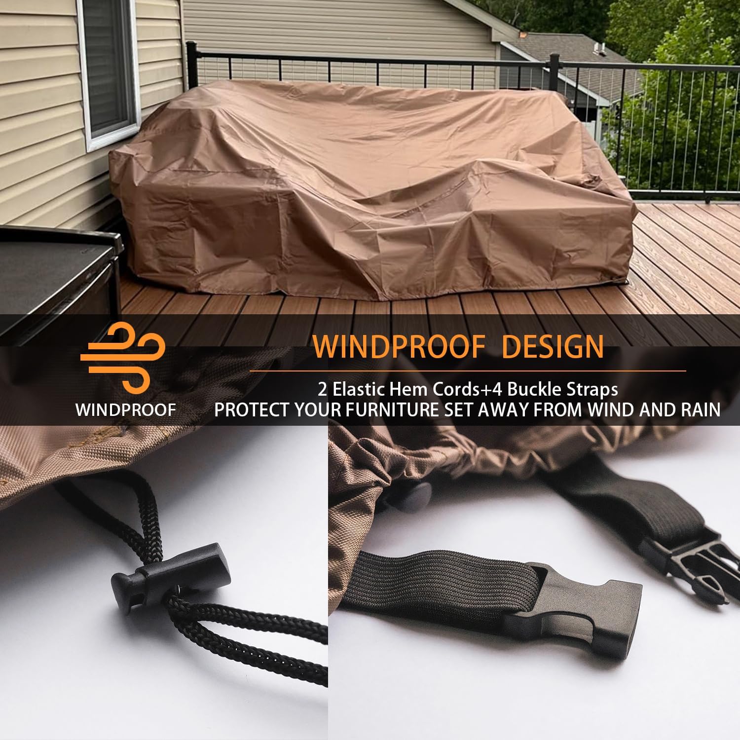 Juego de funda impermeable para muebles de patio, fundas resistentes para muebles de exterior, juego de fundas resistentes para mesa de comedor y