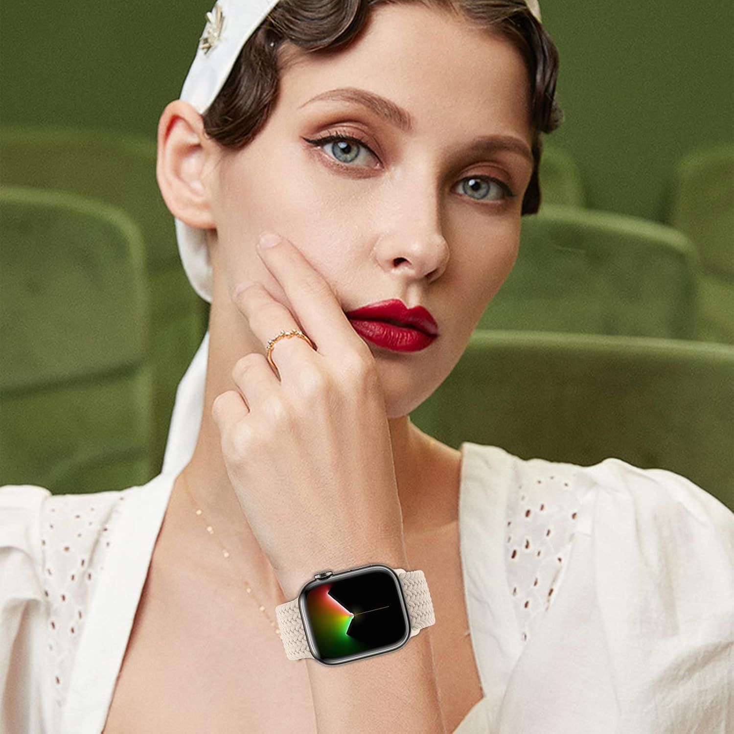 Paquete de 4 correas trenzadas Solo Loop compatibles con Apple Watch de 1.929 in 1.772 in 1.732 in 1.654 in para mujeres y hombres, correas