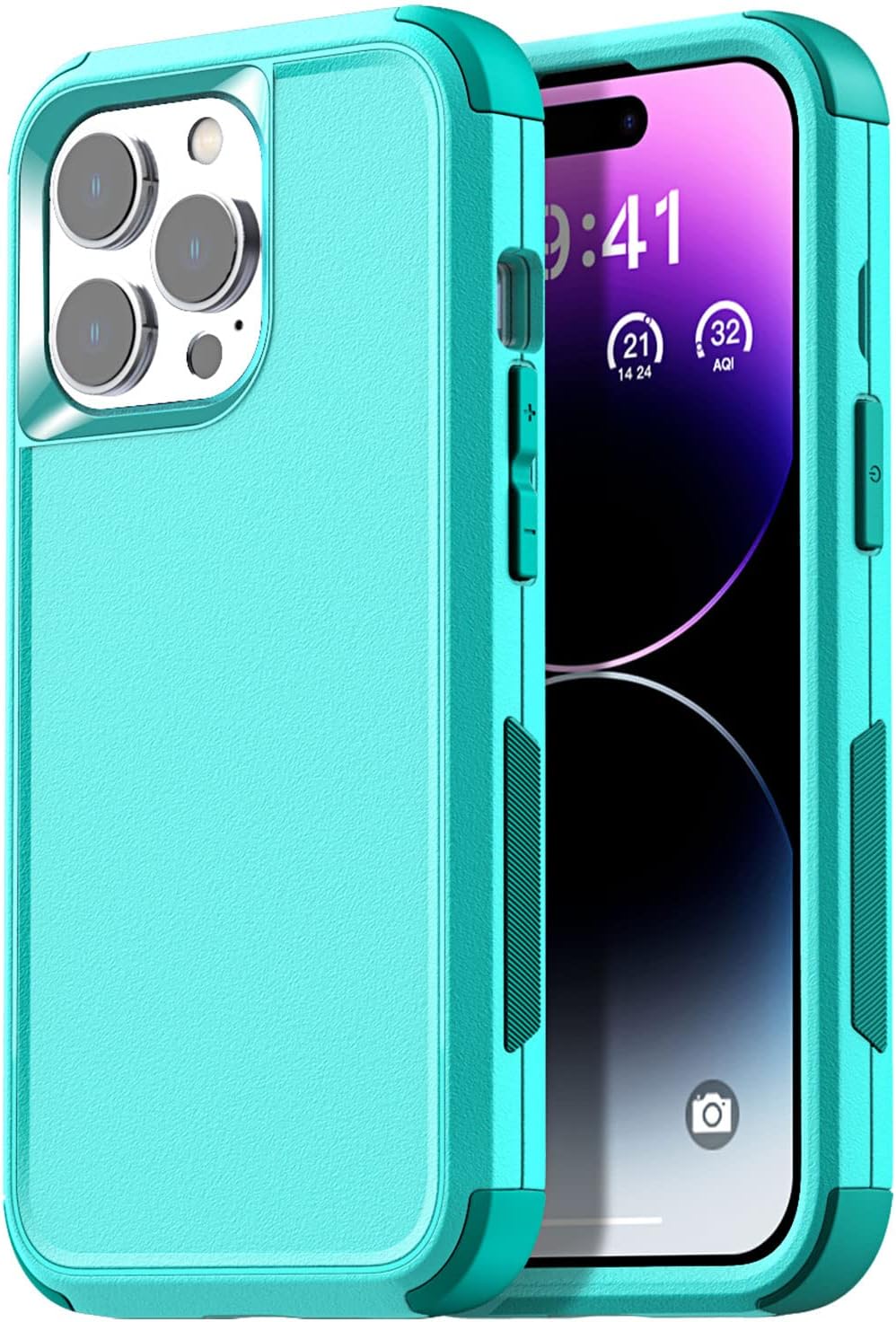 AICase Funda para iPhone 14 Pro (6.1 pulgadas), funda resistente de 3 capas resistente para teléfono, protección duradera de grado militar, a prueba