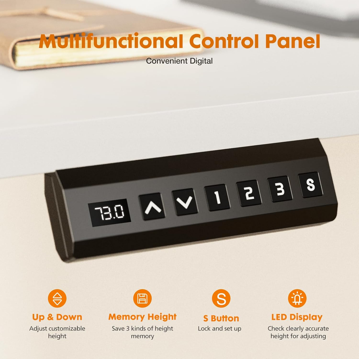 Sweetcrispy Escritorio eléctrico de pie ajustable en altura con estante de almacenamiento, cajón doble, escritorio de pie de 48 x 24 pulgadas,