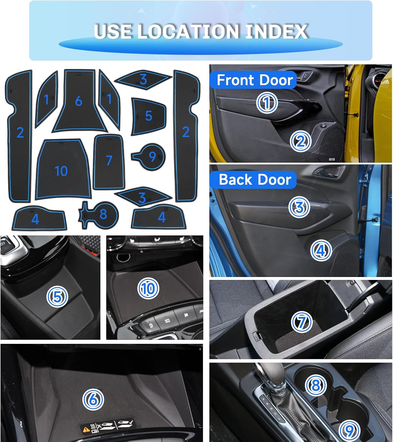 SXCY Almohadilla de ranura para puerta de Chevy Trax 2024 para Chevy Trax 2024, alfombrilla antideslizante para ranura de puerta Trax 2024,