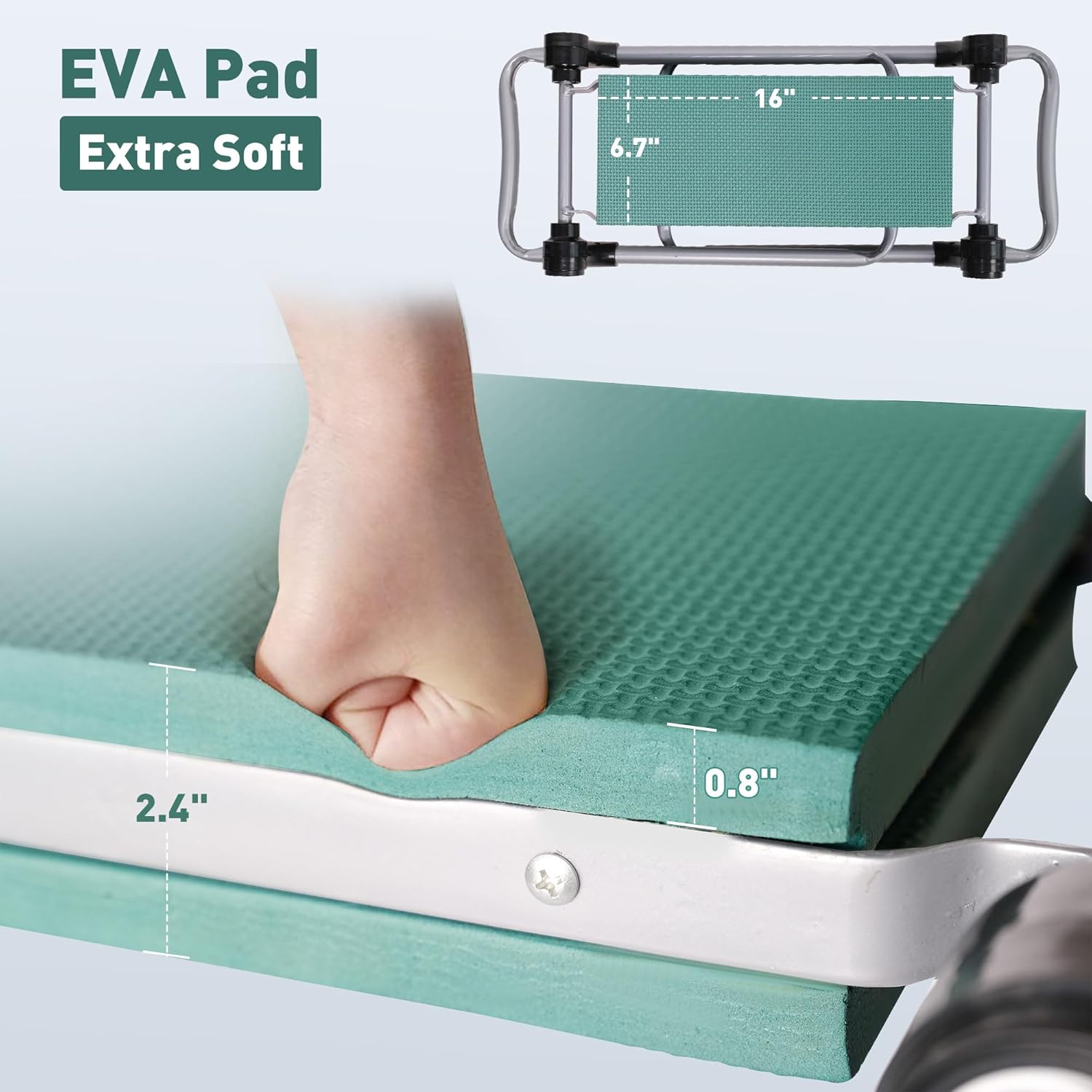Rodillero y asiento de jardín con almohadilla de EVA suave, diseño de botón de presión, plegable y ligero, taburete de jardín con bolsa de