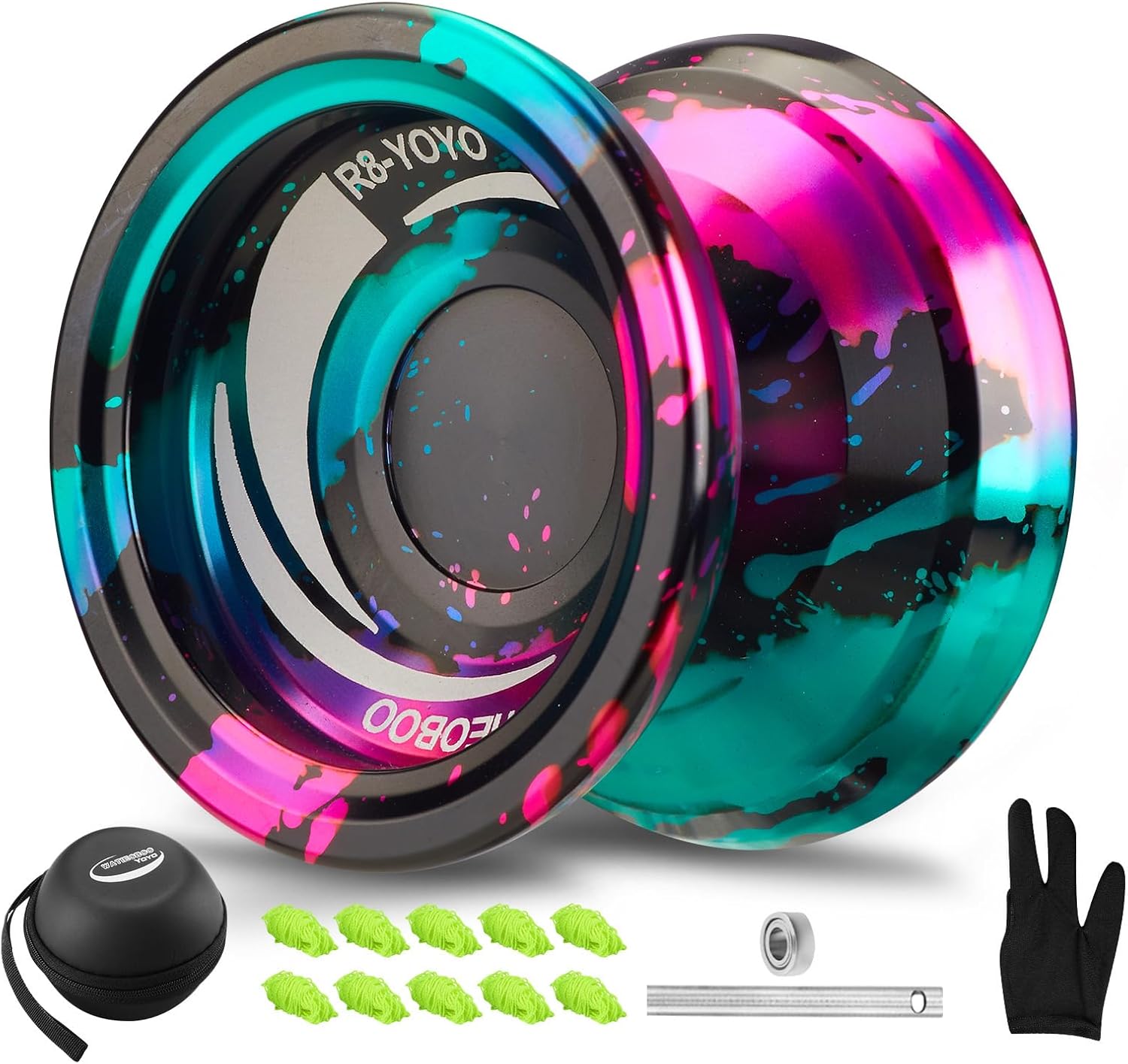 WATIEOBOO R8 Yoyo profesional sensible Yoyo, Yoyo de metal para niños principiantes, rodamiento Yoyo de repuesto para jugador Yoyo avanzado +