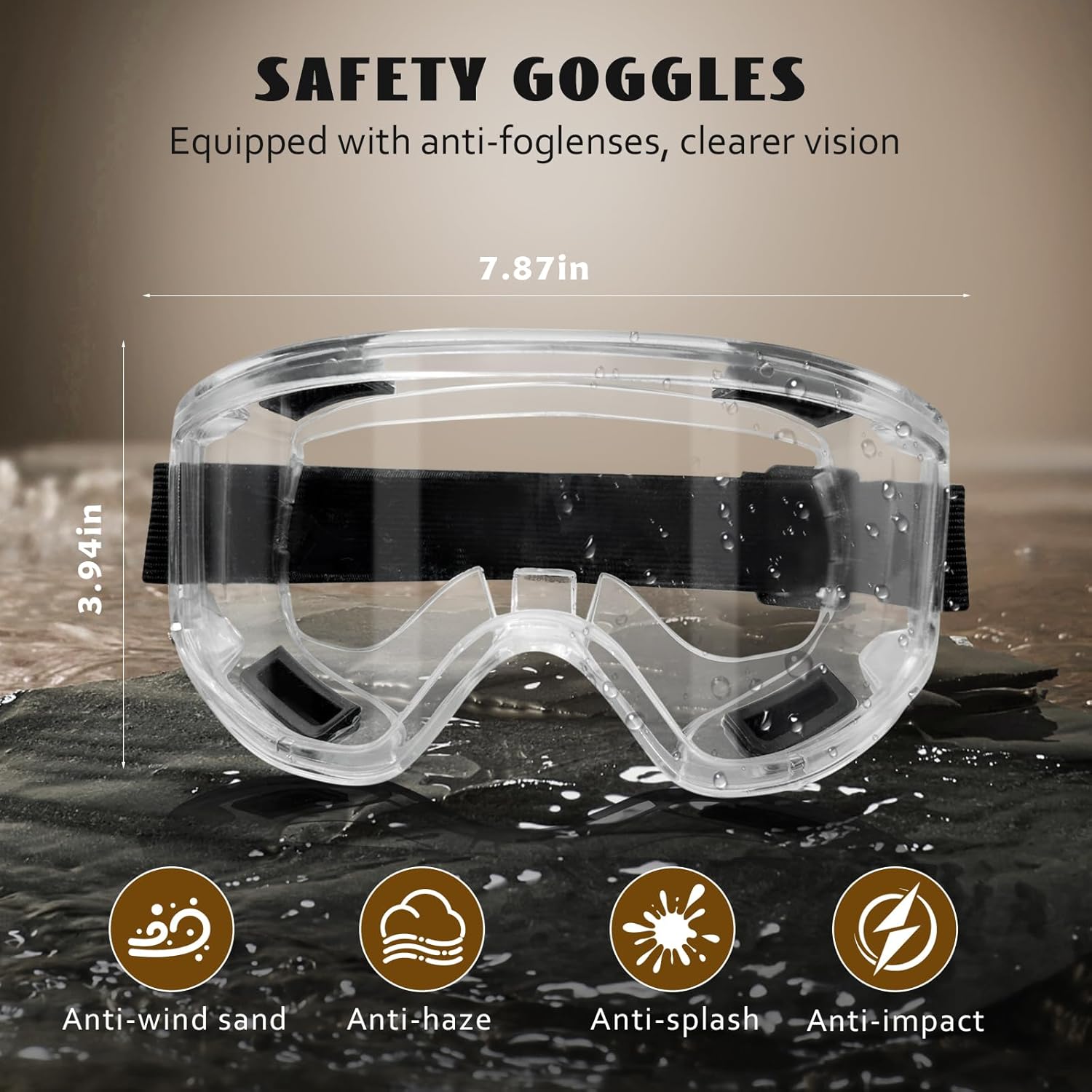 Máscara de gas respirador con filtros, cubierta de media cara de carbono activo con gafas de seguridad, máscara de seguridad para lijado de moldes