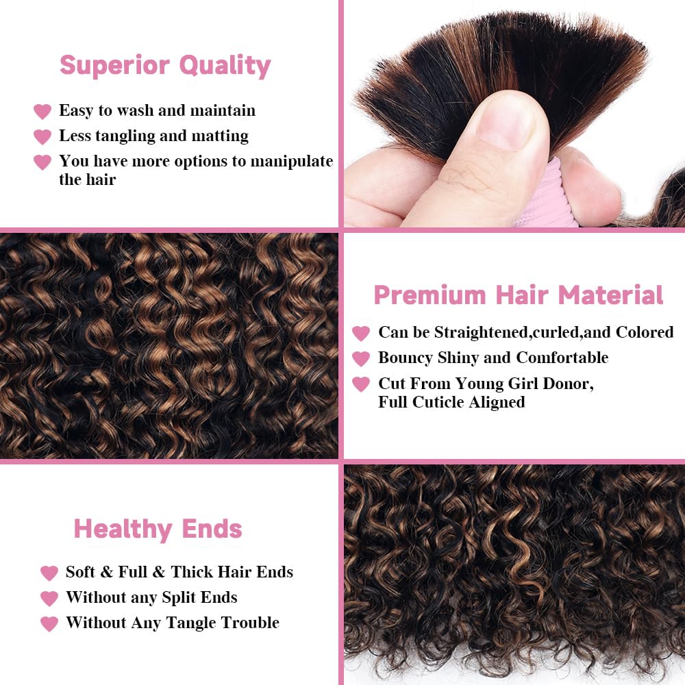 Cabello humano a granel de agua para trenzar, 3.53 oz (un paquetepaquete) Cabello humano virgen rizado trenzado para trenzas bohemias sin nudos, sin