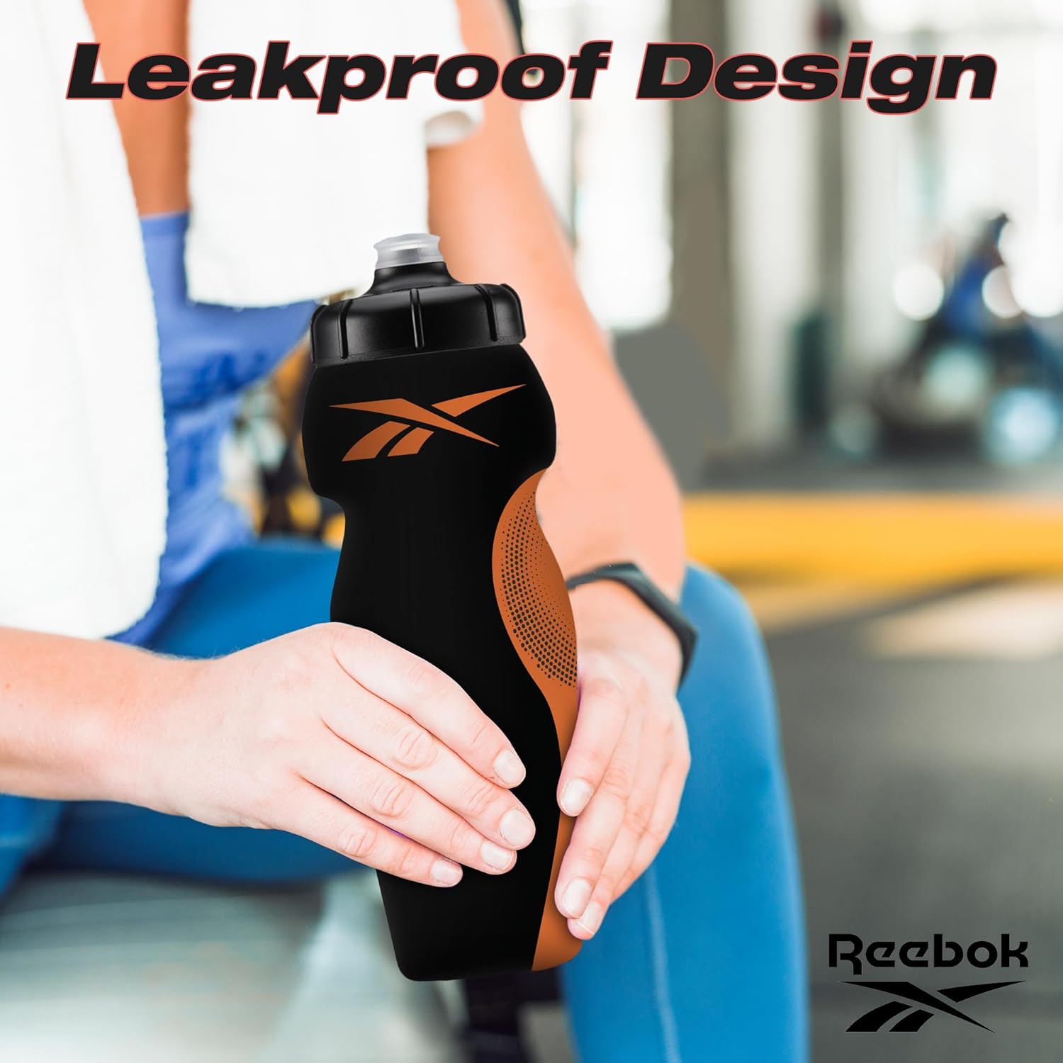 Reebok Botellas de agua para apretar con diseño atlético, botella de agua de 24 onzas, botella de agua deportiva, botella de agua reutilizable para