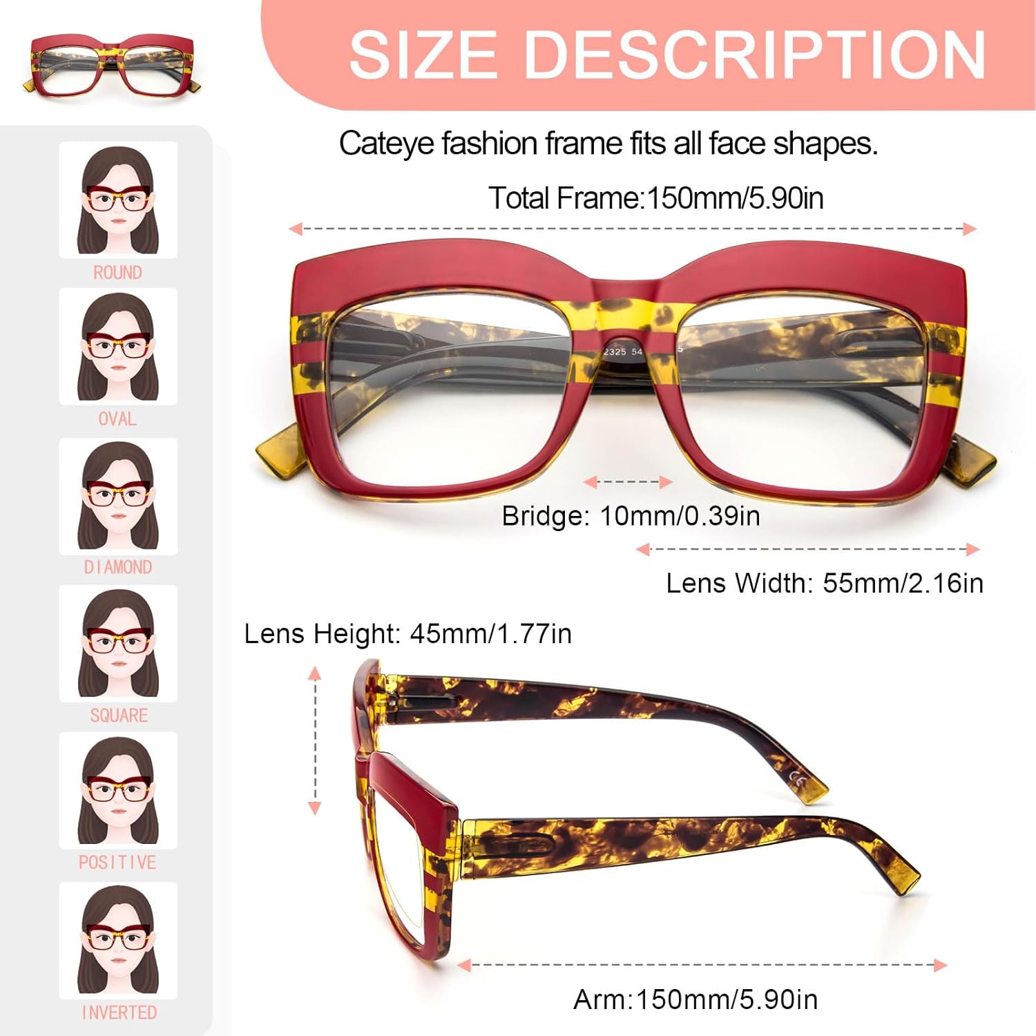 KoKoBin Paquete de 4 elegantes lentes de lectura de ojo de gato con marco grande para mujer, lectores retro de gran tamaño, bloqueo de luz azul