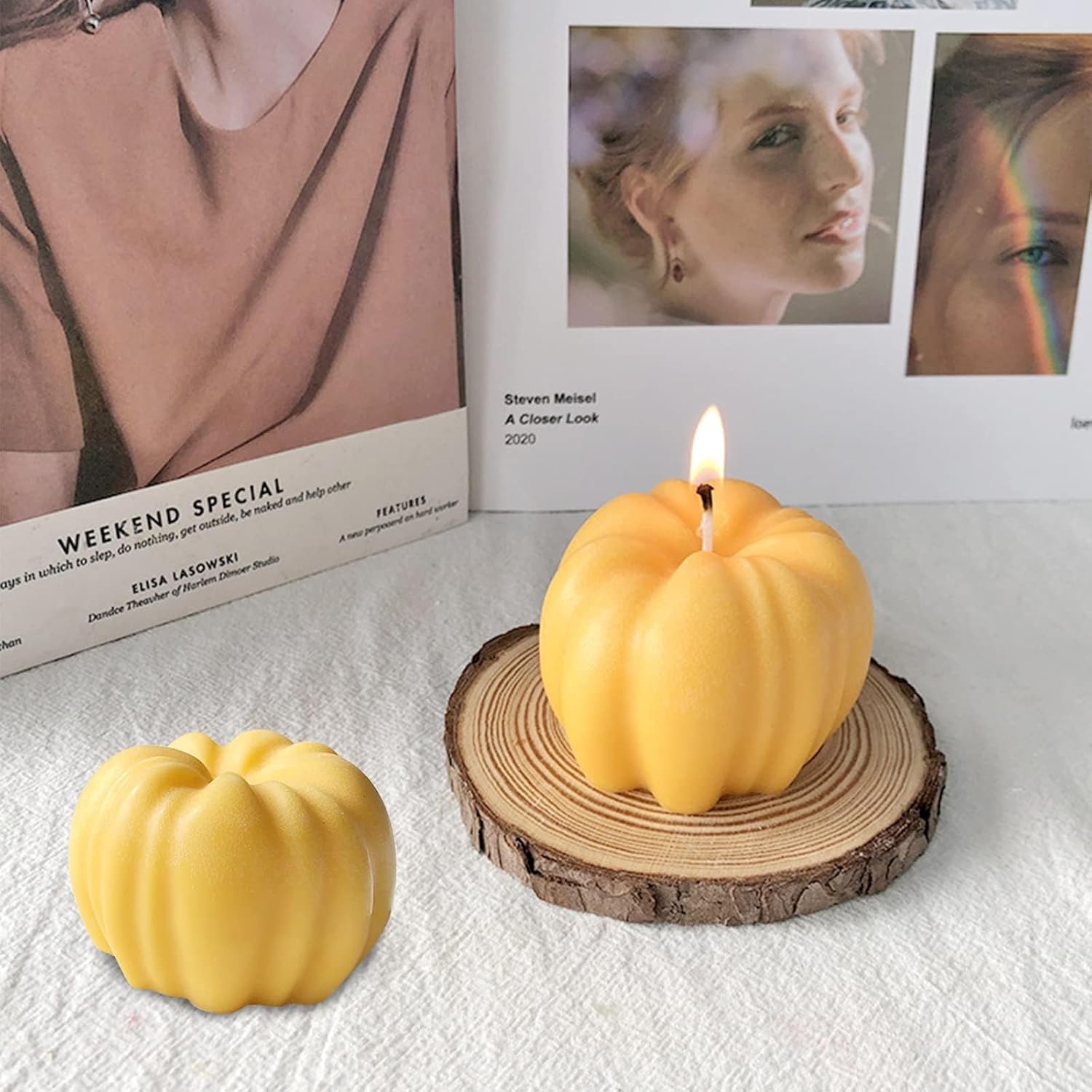 Molde de silicona de calabaza 3D, paquete de 2 moldes de velas de Halloween, molde de calabaza de Acción de Gracias, moldes de jabón de otoño para