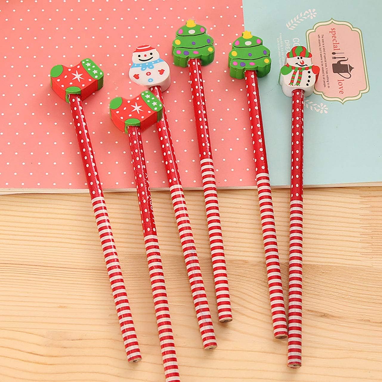 Yansanido Paquete de 40 lápices de Navidad para niños con borrador, lápices de madera a granel de 8.2 pulgadas, patrón de Navidad para regalo (40