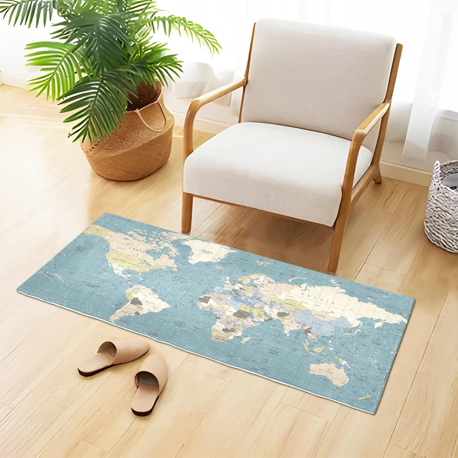 Joisal World Map – Alfombra de baño absorbente, cómoda alfombra de baño antideslizante, duradera y esponjosa, 39 x 20 pulgadas