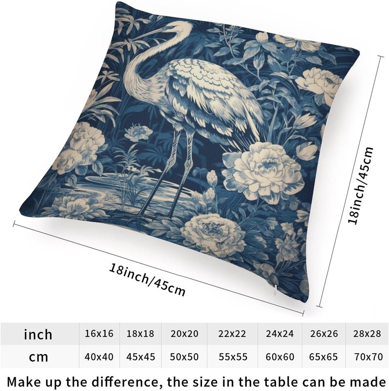 ArogGeld Chinoiserie – Funda de almohada decorativa con diseño de pájaro y pájaro azul con flores y pájaros asiáticos, fundas de cojín decorativas
