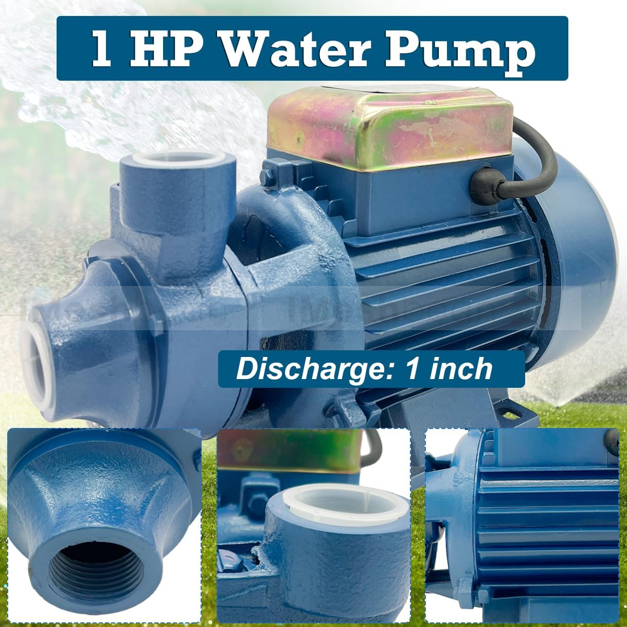 Bomba de transper de agua 110V Bomba eléctrica de refuerzo de agua 1HP 871GPH Bomba de agua limpia centrífuga industrial para piscina Estanque