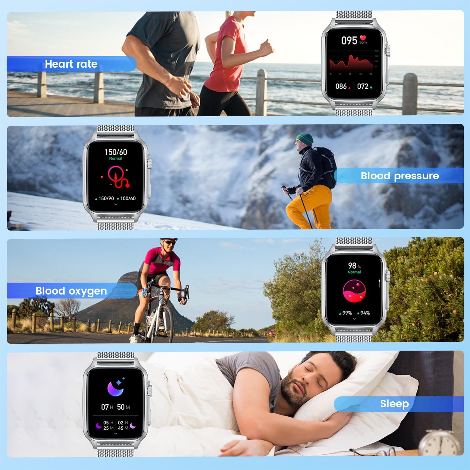 Reloj inteligente para hombre, rastreador de actividad física relojes con pantalla táctil de 2.0 pulgadas, resistente al agua, para llamadas,