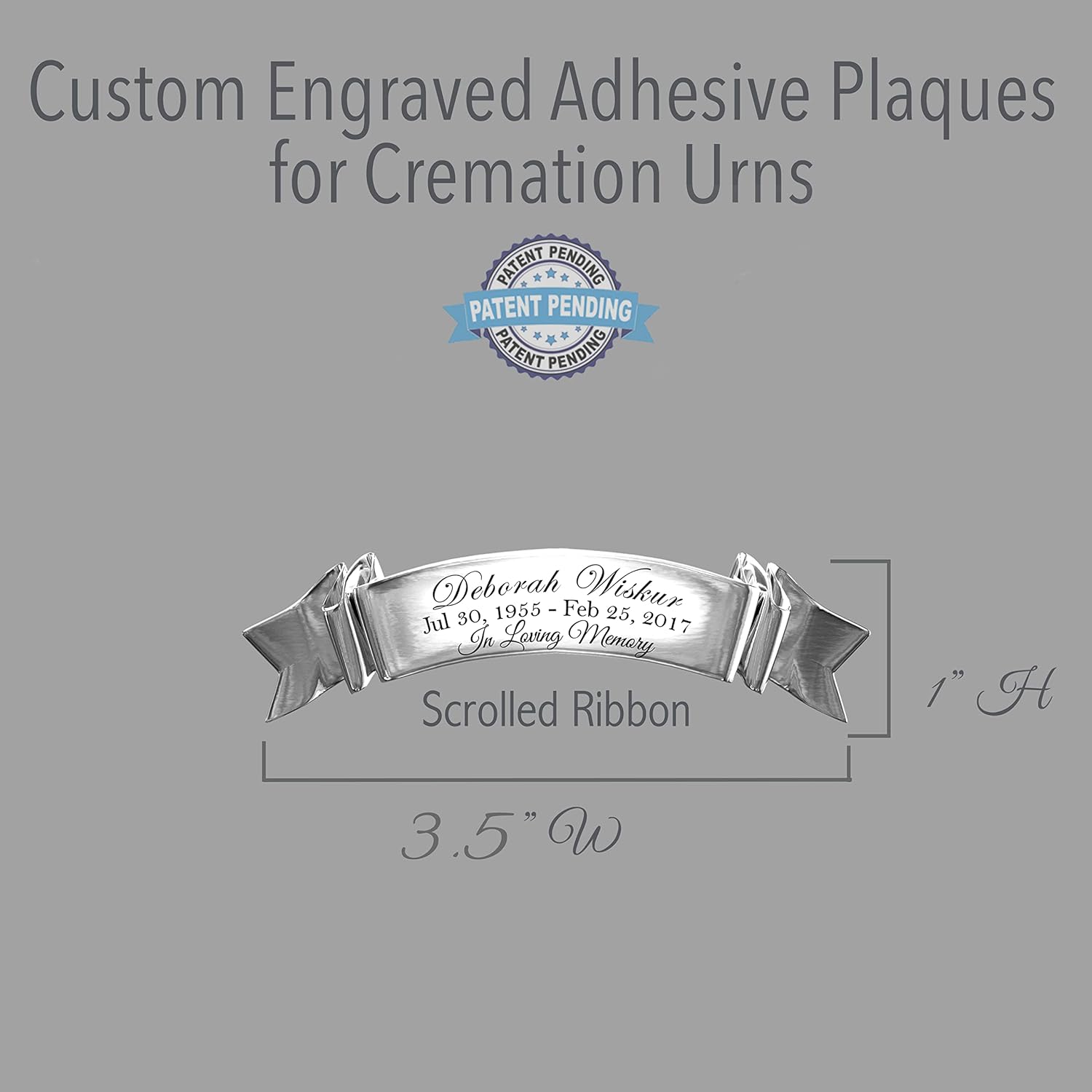 Placa adhesiva de cinta grabada personalizada, placa de urna sin cadena y urnas grabadas para cenizas, hombres adultos y urnas para cenizas humanas,