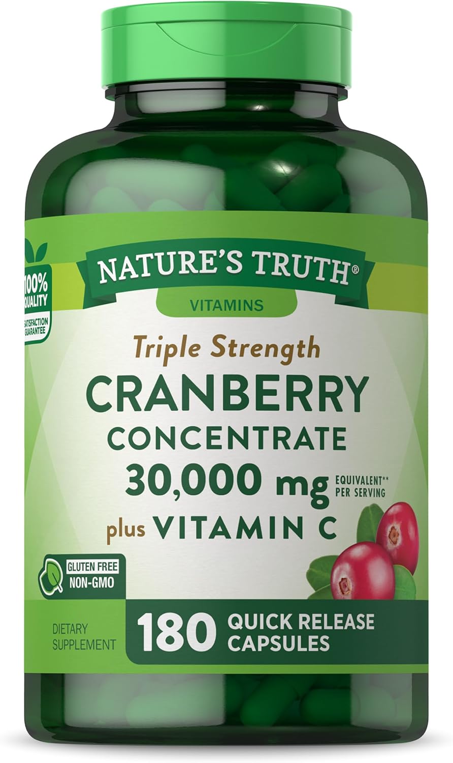 Nature’s Truth Pastillas de arándano  30,000 mg  180 unidades  Suplemento sin OMG y sin gluten  con vitamina C