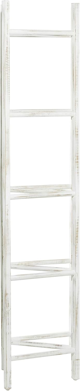 Deco 79 Escalera de partición de madera para 15 estantes con 3 paneles, separación de habitación de 48 x 2 x 71 pulgadas, color blanco