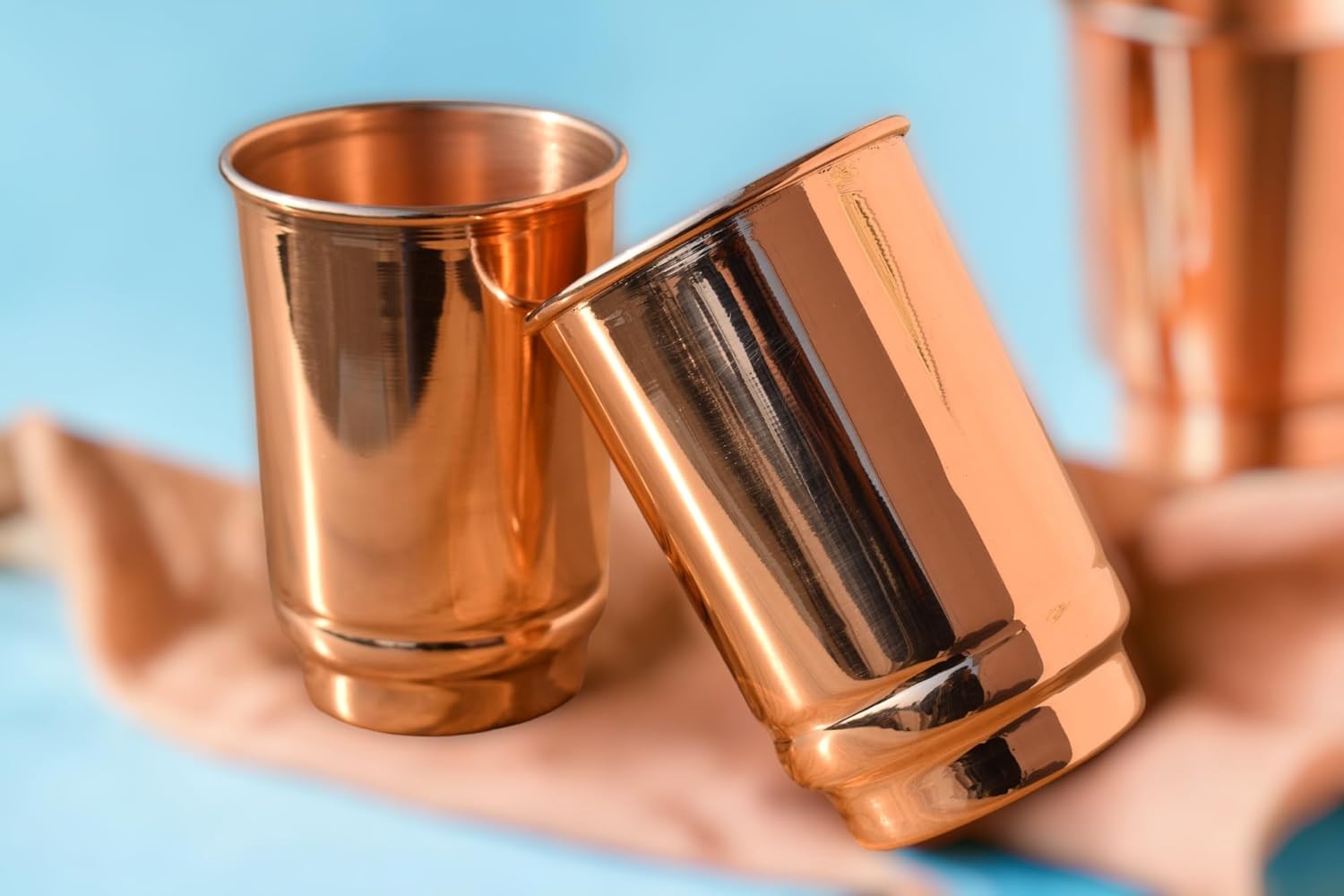 HEALTHANDWEALTH Vasos de cobre para beber  Ayurvedic Health Pure Copper Tumblers  Juego de 2 piezas  11.8 fl oz (11.8 onzas líquidas)