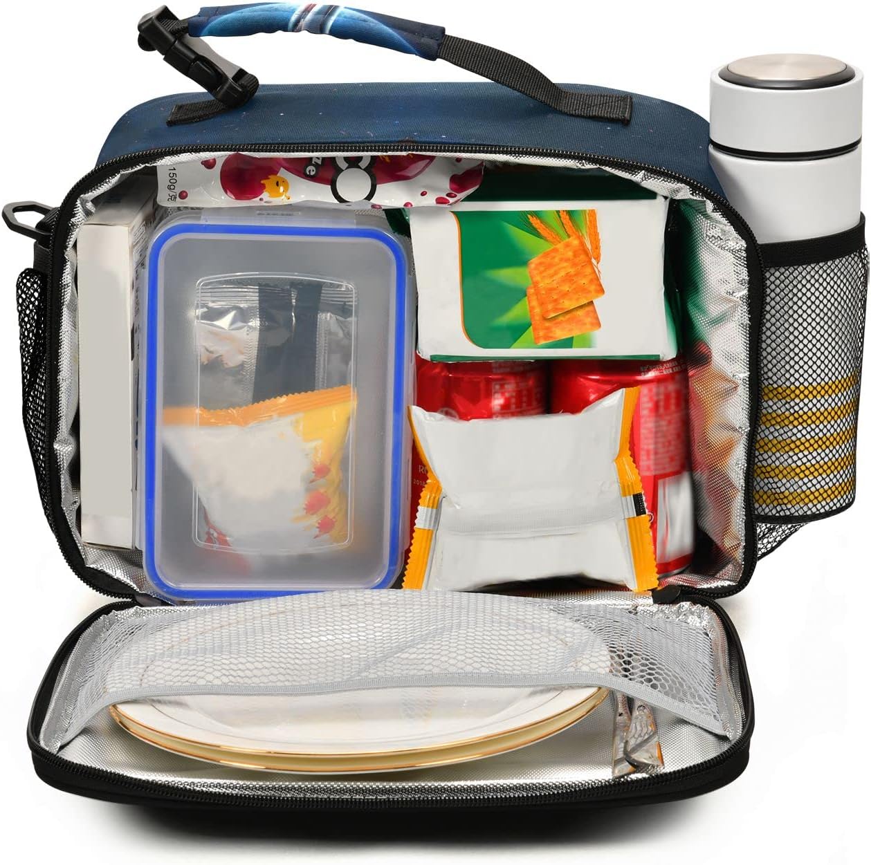 KFBE Space Rocket – Lonchera infantil aislada de la NASA, bolsa de mano con correa extraíble para el hombro para niños y niñas estudiantes