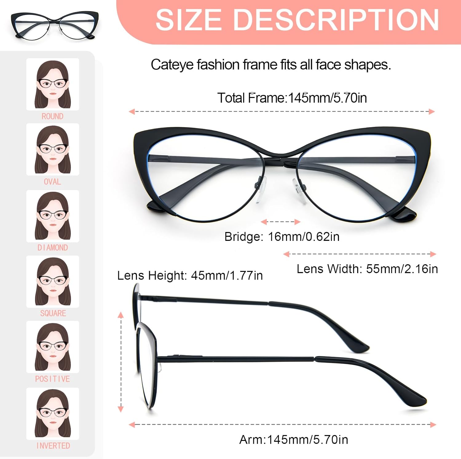 KoKoBin Gafas de lectura de ojo de gato, 2 pares de lentes de marco de metal, lectores de bisagra de resorte con bolsa de cuero para hombres y