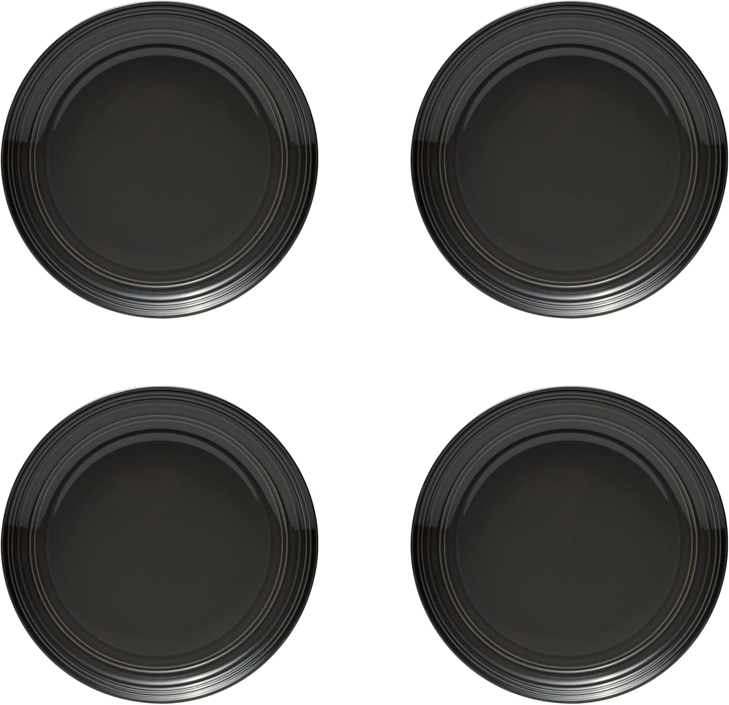 Mikasa Swirl Coupe – Juego de vajilla negra de 16 piezas, servicio para 4, Gaphite Ombre, grafito