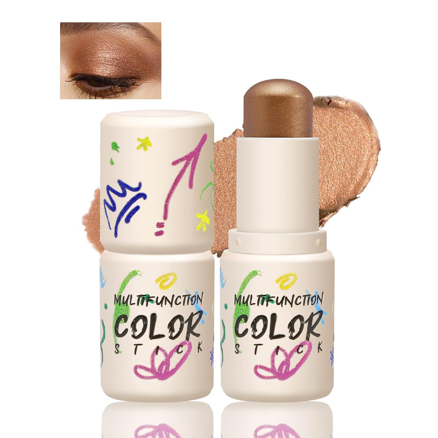 Boobeen Sombra de ojos en barra crema, sombra de ojos de alta pigmentación que crea maquillaje de ojos brillante, lápiz de sombra de ojos de larga