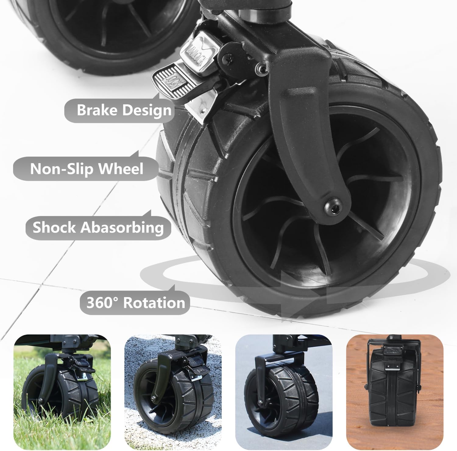 OMNISAFE Carrito plegable para exteriores, 150 L grande y capacidad de carga de 400 libras, carrito de jardín plegable resistente con bolsillos