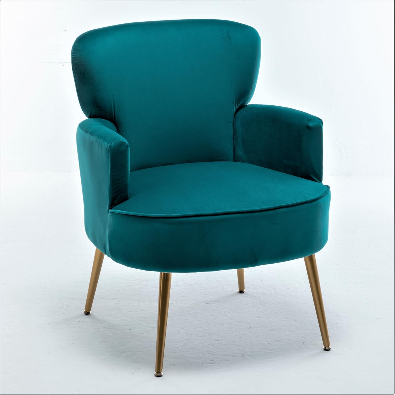 Silla decorativa de terciopelo con patas de metal dorado, sillón tapizado para espacios pequeños a medianos, sala de estar moderna, dormitorio,