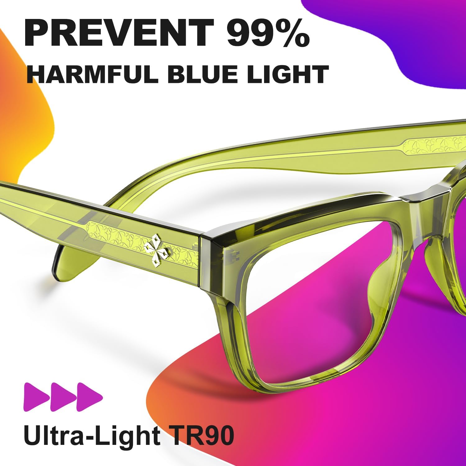 VISOONE TR90 – Gafas cuadradas con bloqueo de luz azul para computadora para mujeres y hombres RANDI